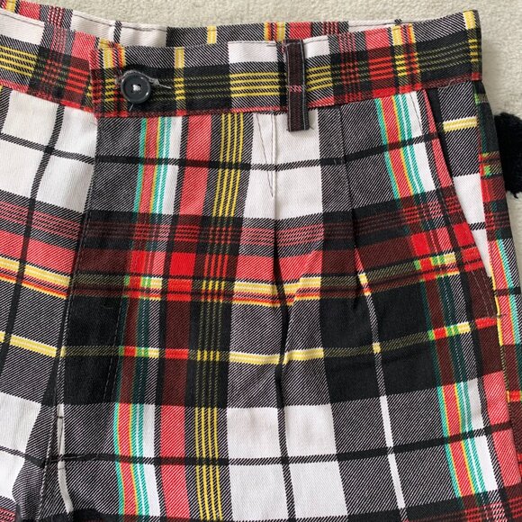 Vintage 70s Pleated High Rise Plaid Bermuda Trouser Shorts - Picture 2 of 10